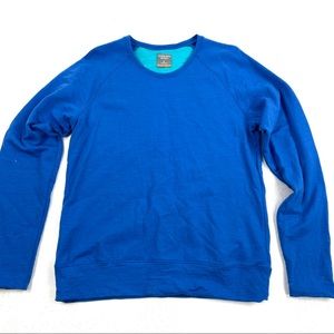 Cozy Icebreaker Zoya Crewe Blue Merino Wool Large